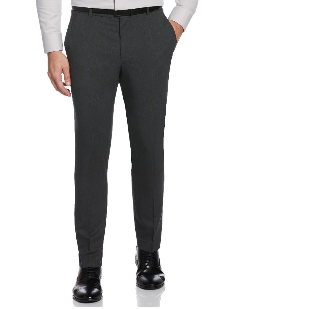 Very Slim Fit Heather Neat Dress Pant Perry Ellis 30x30 charcoal NWT